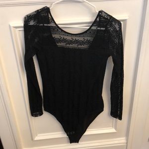 black long sleeve lace bodysuit, hollister, M
